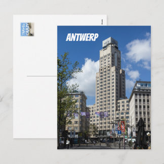 Cartão Postal De Festividades Art Deco Boerentoren Cityscape, Antwerp