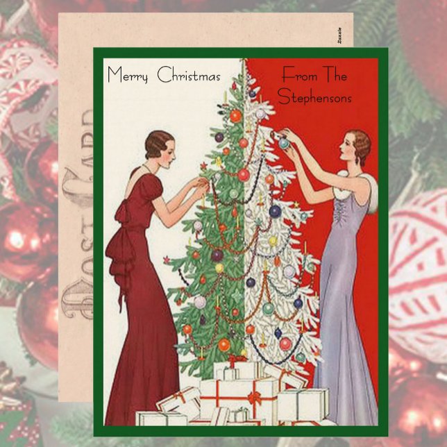 Cartão Postal De Festividades Art Deco Fashion Árvore de Natal Retro (Criador carregado)