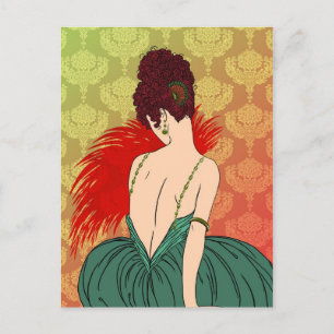 Cartão Postal De Festividades Art Deco Lady with Damask - BIANCA: Christmas Past