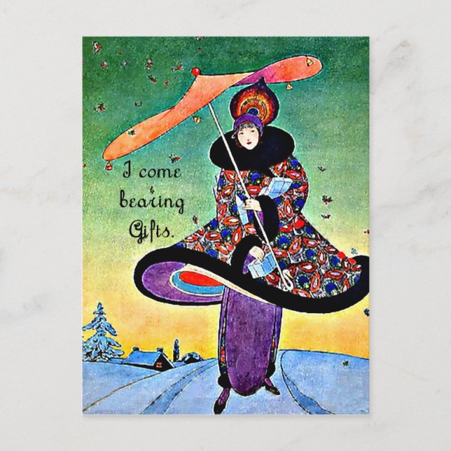 Cartão Postal De Festividades Art Deco Natal (Frente)