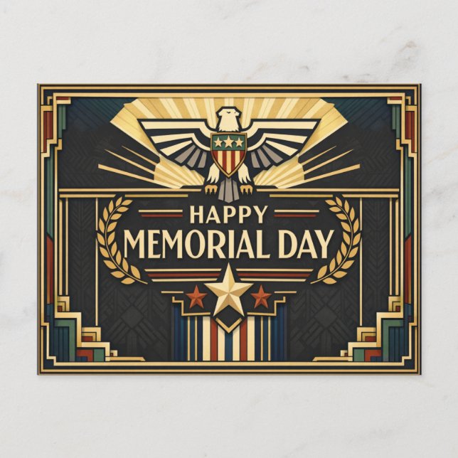 Cartão Postal De Festividades Art Deco Patriotic Memorial Day  (Frente)