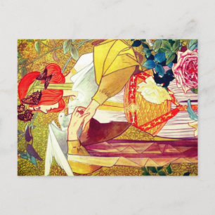 Cartão Postal De Festividades Art Nouveau