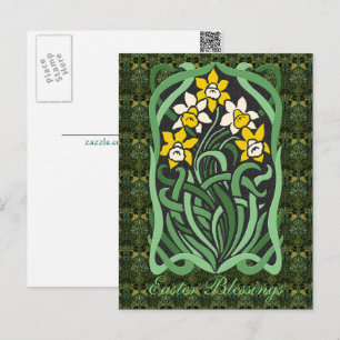 Cartão Postal De Festividades Art Nouveau Páscoa Daffodils Personalizados