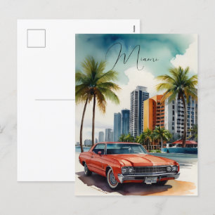 Cartão Postal De Festividades Arte aquarela de Miami