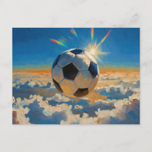 Cartão Postal De Festividades Arte Bola de Futebol Voadora (Óleo No. 4)