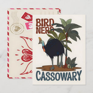 Cartão Postal De Festividades Arte de Ave Cassowary Vibrante Ilustração da Selva