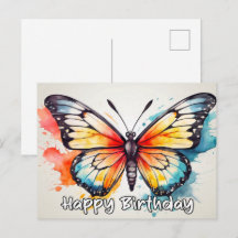 Arte de Borboleta Aquarela com Aniversário