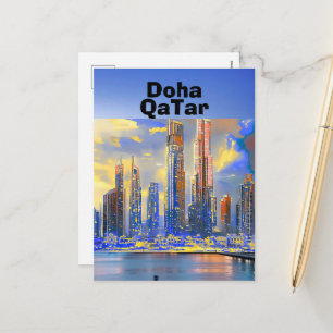Cartão Postal De Festividades Arte de cartão-postal de viagem de Doha, horizonte