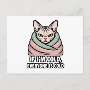 Cartão Postal De Festividades Arte de Desenho Animado de Gato Sphynx Mal-Humorad
