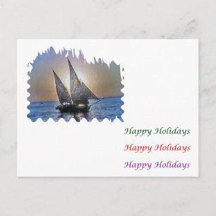 Cartão Postal De Festividades Arte de estalo do olho - barco de vela