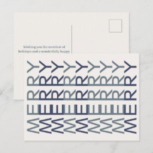 Cartão Postal De Festividades Arte de Linha Arquitetônica Natal de Cobalto Ale