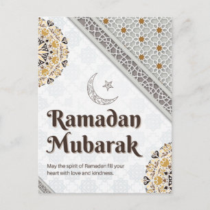 Cartão Postal De Festividades Arte de Mandala do Crescente de Ramadan Mubarak