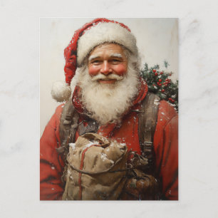 Cartão Postal De Festividades Arte de Natal Clássica do Pai Natal