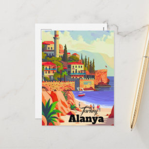 Cartão Postal De Festividades Arte de Parede de Alanya Turquia, Impressão, Aquar