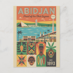 Cartão Postal De Festividades Arte de Poster de Viagem Retro Abidjan Costa do Ma