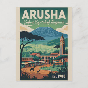 Cartão Postal De Festividades Arte de Poster de Viagem Retro Arusha Tanzânia