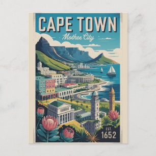 Cartão Postal De Festividades Arte de Poster de Viagem Retro Cidade do Cabo Áfri