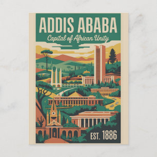 Cartão Postal De Festividades Arte de Poster de Viagem Retro de Addis Abeba Etió