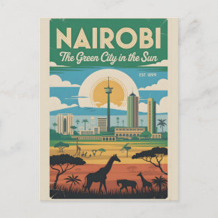 Cartão Postal De Festividades Arte de Poster de Viagem Retro de Nairóbi Quênia