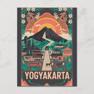 Cartão Postal De Festividades Arte de Poster de Viagem Retro de Yogyakarta Indon