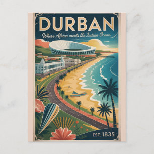 Cartão Postal De Festividades Arte de Poster de Viagem Retro Durban África do Su