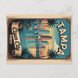 Cartão Postal De Festividades Arte de Poster de Viagem Retro Tampa Flórida Vinta