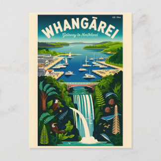 Cartão Postal De Festividades Arte de Poster de Viagem Retro Whangārei Nova Zelâ