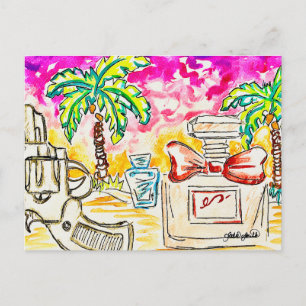 Cartão Postal De Festividades Arte de Praia