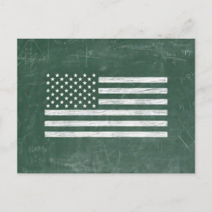 Cartão Postal De Festividades Arte de Quadro Negro da Bandeira da América (Desen