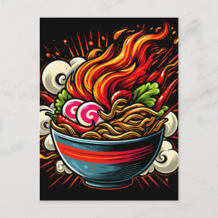 Cartão Postal De Festividades Arte de Rua de Ramen Japonês Apimentado