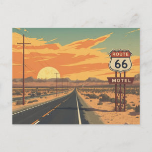 Cartão Postal De Festividades Arte de Viagem da Estrada Vintage Rota 66 Pôr do S