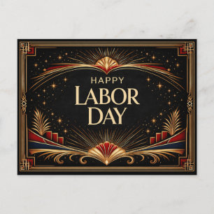 Cartão Postal De Festividades Arte Deco Glam Dia do Trabalho Feliz