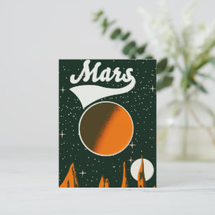 Cartão Postal De Festividades Arte espacial retrô de Marte