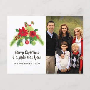 Cartão Postal De Festividades Arte Folclórica Aquarela Floral Natal Família Foto