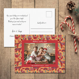 Cartão Postal De Festividades Arte Folclórica de Animais da Floresta de Natal