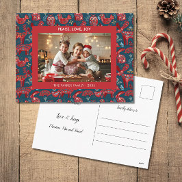 Cartão Postal De Festividades Arte Folclórica de Animais da Floresta de Natal