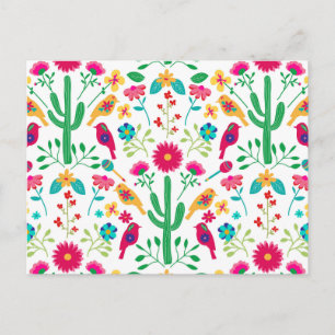 Cartão Postal De Festividades Arte Folclórica Floral Tradicional Mexicana Cores