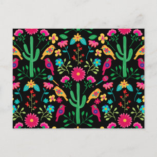 Cartão Postal De Festividades Arte Folclórico Tradicional Mexicano Cores Vibrant