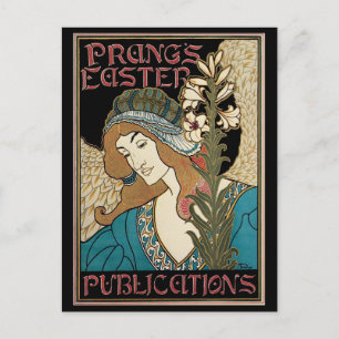 Cartão Postal De Festividades Arte Nova Antiga, Publicações de Páscoa de Prang