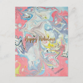 Cartão Postal De Festividades Arte Pastel Abstrato Ebru