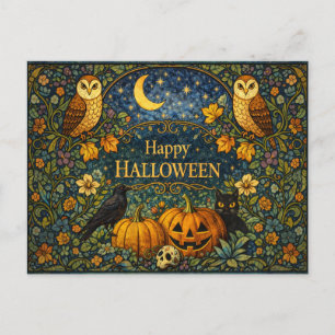 Cartão Postal De Festividades Artes e Ofícios de Jardim Vintage no Halloween