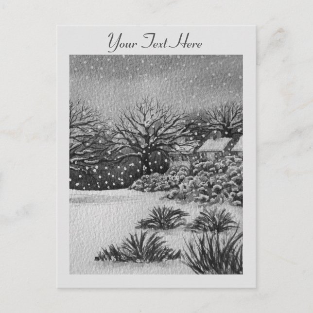 Cartão Postal De Festividades Artes rurais de Natal arte em cena de neve (Frente)