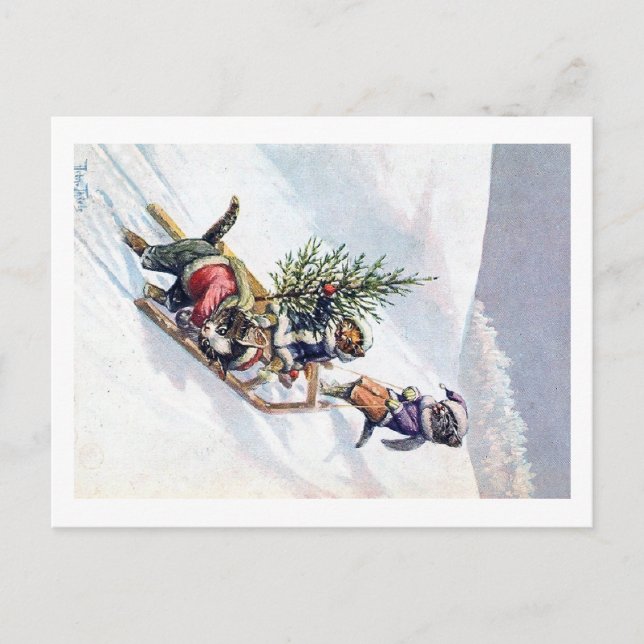 Cartão Postal De Festividades Arthur Thiele - Gatos Tragam para casa uma árvore  (Frente)