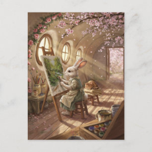 Cartão Postal De Festividades Artista Coelhinho Caprichoso Pintando em Cavalete