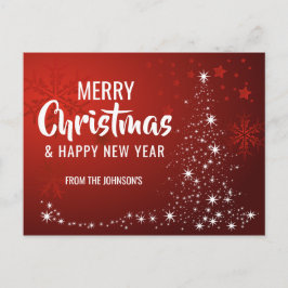 Cartão Postal De Festividades Árvore branca Feliz ano novo de Natal feliz