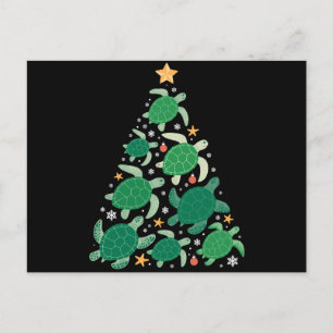 Cartão Postal De Festividades Árvore da Tartaruga Marinha do Natal Estrela Estre