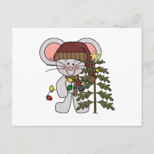 Cartão Postal De Festividades Árvore de decoração do mouse natalino