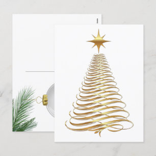Cartão Postal De Festividades Árvore de Férias Contemporâneas Dourada