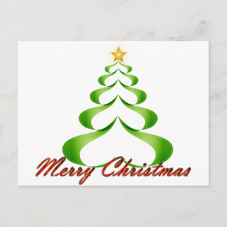 Cartão Postal De Festividades Árvore de Fita de Natal Feliz