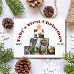 Cartão Postal De Festividades Árvore de Fotografias do Primeiro Natal, Pet, Pers<br><div class="desc">Cartão bonito e minimalista com o texto "[Pet Name] First Christmas" (Primeiro Natal) Árvore fotográfica com o Ano. Personalize-o com um título diferente,  nome e ano do animal de estimação.</div>